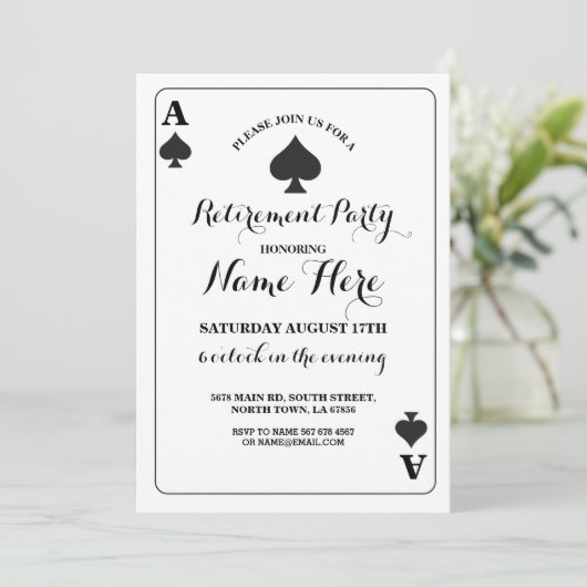 Het spelen KaartAce van Spades Vegas Uitnodiging v (Staand voorkant)