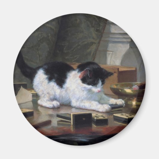 Het spelen Kitten door Henriëtte Ronner-Knip Magneet (Voorkant)