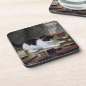 Het spelen Kitten door Henriëtte Ronner-Knip Onderzetter (Linkerzijde)