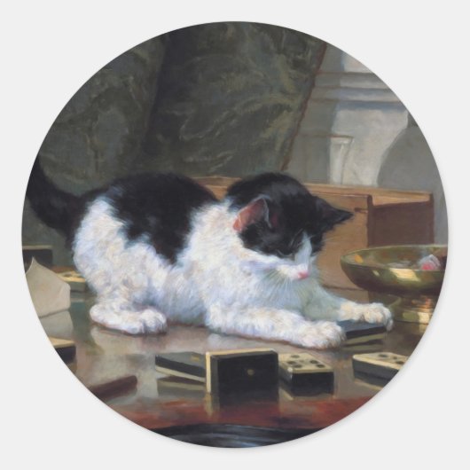 Het spelen Kitten door Henriëtte Ronner-Knip Ronde Sticker (Voorkant)
