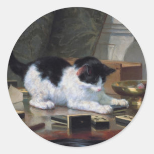 Het spelen Kitten door Henriëtte Ronner-Knip Ronde Sticker