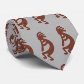 Het Spelen Kokopelli Cijfer - Rood op Grijs Stropdas (Opgerold)