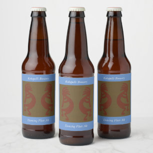 Het Spelen Kokopelli Cijfer - Rood op Groen Bier Etiket