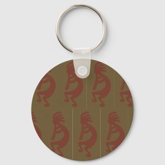 Het Spelen Kokopelli Cijfer - Rood op Groen Sleutelhanger (Voorkant)