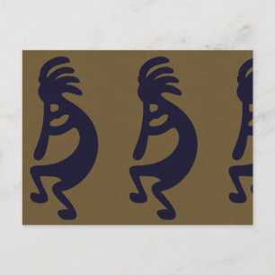 Het Spelen Kokopelli Cijfer - Zwart op Groen Briefkaart
