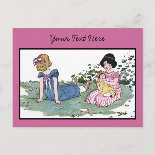 Het spelen met de Doll Briefkaart (Voorkant)