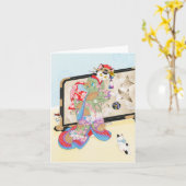 Het spelen met Katten Ukiyoe Notecard Moussart Kaart (Gele Bloem)