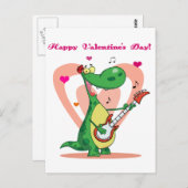 Het Spelen van de dinosaurus Gitaar Briefkaart (Voorkant / Achterkant)
