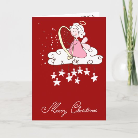 Het Spelen van de engel Harp Feestdagen Kaart (Voorkant)