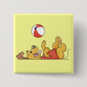 Het Spelen van de hond met de T-shirts en de Gifte Vierkante Button 5,1 Cm