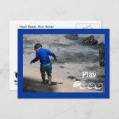 Het Spelen van de Jongen van de peuter bij Napili Briefkaart (Voorkant / Achterkant)