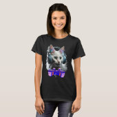 Het spelen van de Turkse angora Cat Player Animal T-shirt (Voorkant volledig)