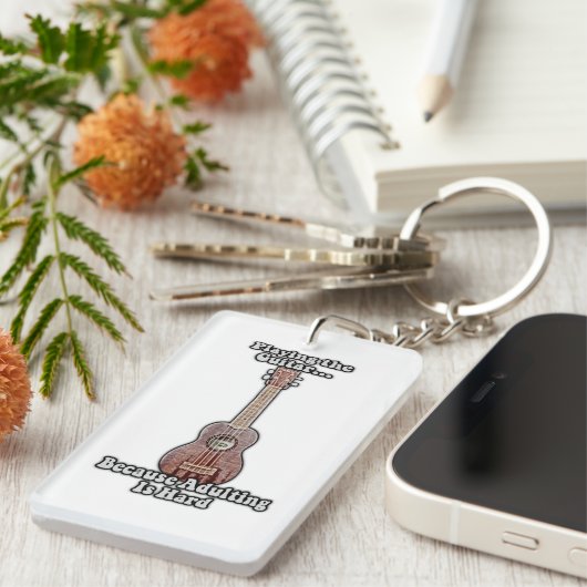 Het spelen van gitaar omdat overlijden moeilijk is sleutelhanger (Voorkant Rechts)