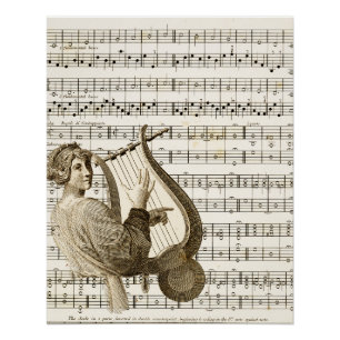 Het spelen van harpmuziek 304 perfect poster