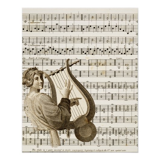 Het spelen van harpmuziek 304 perfect poster (Voorkant)
