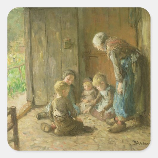 Het spelen van hefbomen op de Doorstap Vierkante Sticker (Voorkant)