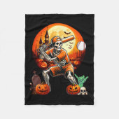Het spelen van Honkbal Halloween Player Trainer Fa Fleece Deken (Voorkant)