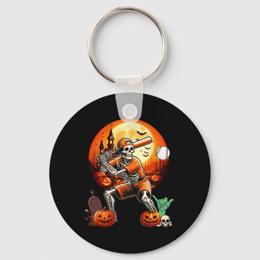 Het spelen van Honkbal Halloween Player Trainer Fa Sleutelhanger (Voorkant)