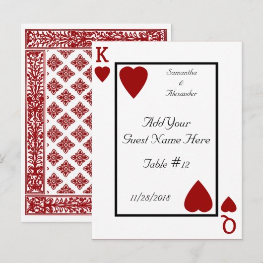 Het spelen van Kaart King/Queen Tafelplaatskaarten (Voorkant / Achterkant)