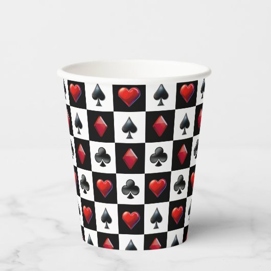 Het spelen van Kaart Suit Checkerboard Papieren Bekers (Voorkant)