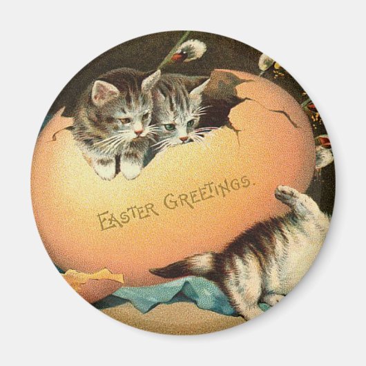 Het spelen van kittens Pasen Magneet (Voorkant)