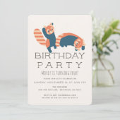 Het spelen van Rode Panda's Verjaardagsfeest Uitno Kaart (Staand voorkant)