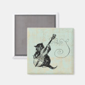 Het spelen van Violin Blauwgroen Music Cat Illustr Magneet (Voorkant / Achterkant)
