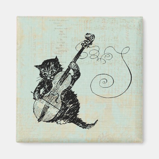 Het spelen van Violin Blauwgroen Music Cat Illustr Magneet (Voorkant)