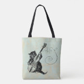 Het spelen van Violin Blauwgroen Music Cat Illustr Tote Bag (Achterkant)