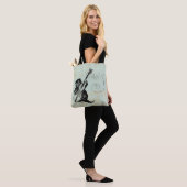 Het spelen van Violin Blauwgroen Music Cat Illustr Tote Bag (Op model)
