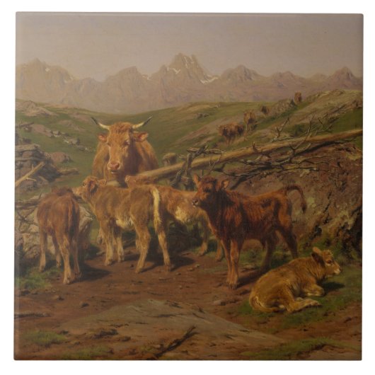 Het spenen van de kalveren (Koe Farming) Tegeltje (Voorkant)