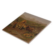 Het spenen van de kalveren (Koe Farming) Tegeltje (Zijkant)