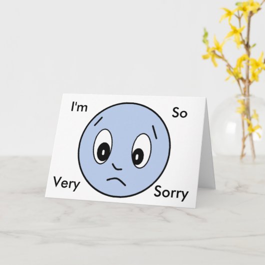 "Het spijt me" Blue Sad Face Kaart (Gele Bloem)