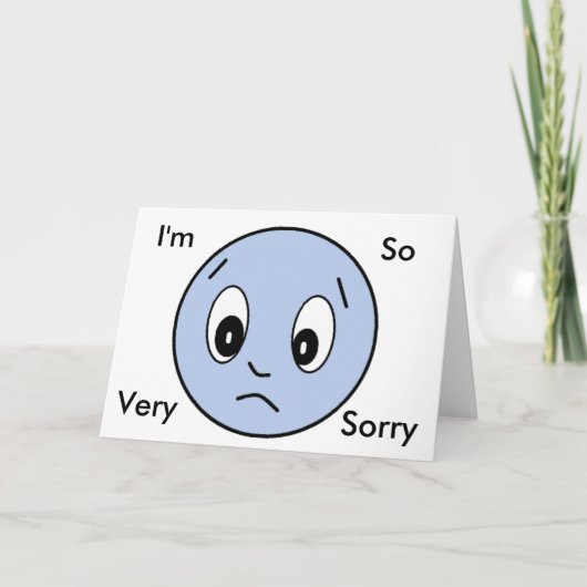 "Het spijt me" Blue Sad Face Kaart (Voorkant)