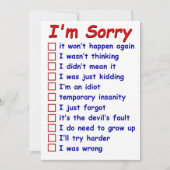 "Het spijt me!" Check je favoriete excuses! Kaart (Voorkant)