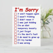 "Het spijt me!" Check je favoriete excuses! Kaart (Staand voorkant)