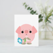 "Het spijt me" Cute Cartoon Piglet briefkaart (Staand voorkant)