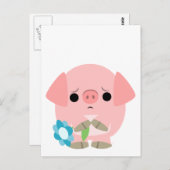 "Het spijt me" Cute Cartoon Piglet briefkaart (Voorkant / Achterkant)