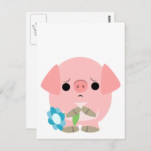 "Het spijt me" Cute Cartoon Piglet briefkaart (Voorkant / Achterkant)