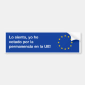 Het spijt me dat de EU-bumpersticker in het Spaans Bumpersticker (Voorkant)