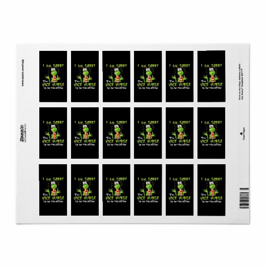 Het spijt me dat de leuke verpleegster op vakantie etiket (Full Sheet)