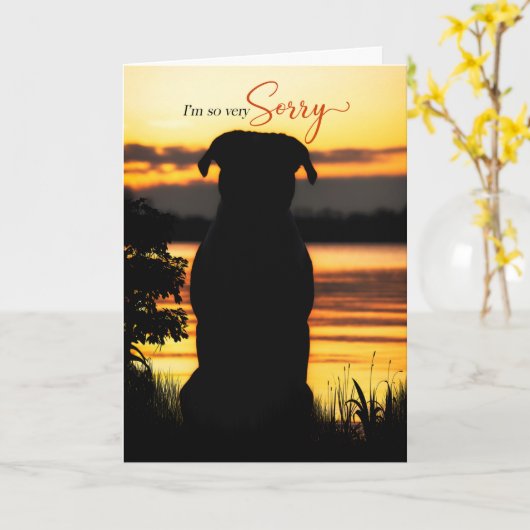 Het spijt me dat Dog Silhouette bij een Sunset Lak Kaart (Gele Bloem)