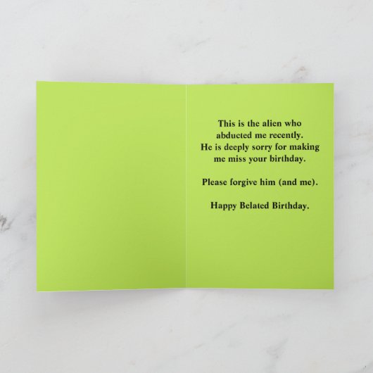 Het spijt me dat hij me je Birthday-kaart heeft la Kaart (Binnen)