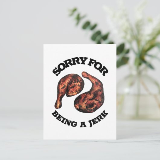 Het spijt me dat ik een Jerk Jamaican Chicken Food Briefkaart (Staand voorkant)