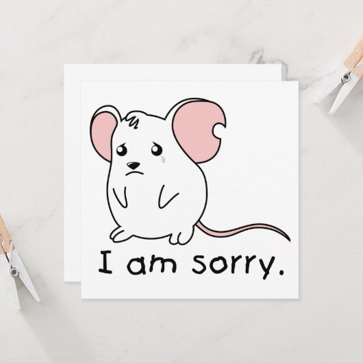 Het spijt me dat ik een witte-muiskaartstempel moe kaart (Voorkant / Achterkant in situ)