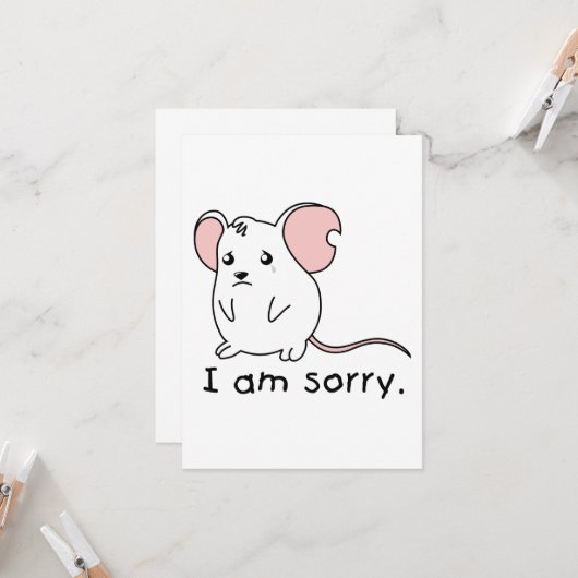 Het spijt me dat ik een witte-muiskaartstempel moe kaart (Voorkant / Achterkant in situ)