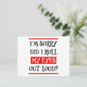 Het spijt me dat ik mijn ogen uitrolde met luid ge briefkaart (Staand voorkant)