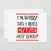 Het spijt me dat ik mijn ogen uitrolde met luid ge briefkaart (Voorkant / Achterkant)