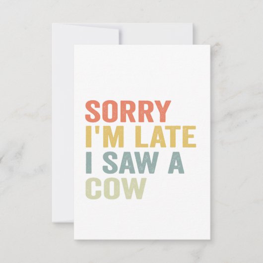 Het spijt me dat ik te laat ben om een Koe te zien Bedankkaart (Voorkant)