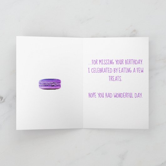 Het spijt me dat Paarse Macaron Cookies van de vor Kaart (Binnen)